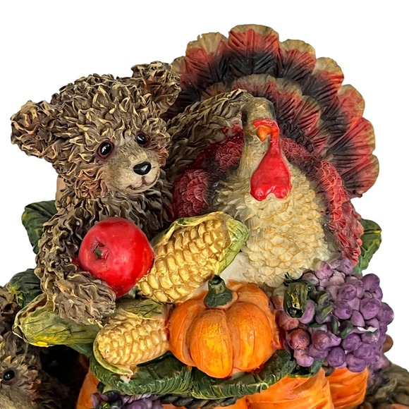Thanksgiving Fall Decor Figurine Harvest Turkey Bear Resin Table Top Centerpiece - Picture 2 of 7
